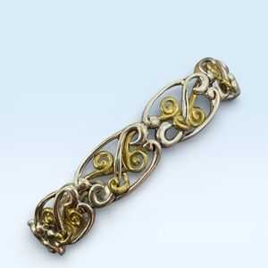 Carolyn Pollack Vintage Sterling Silver & Brass Scroll Work Bracelet